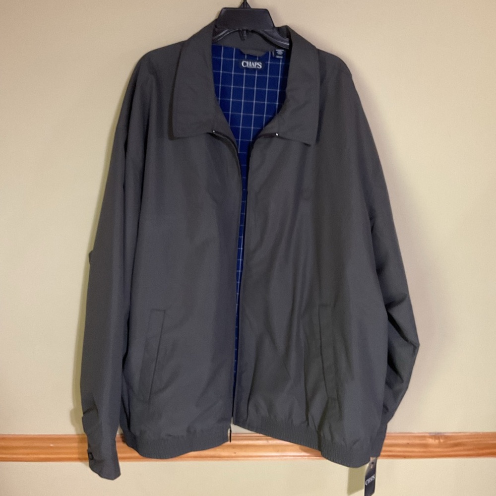 Chaps Men's Gray Casual Zip Big and Tall Jacket